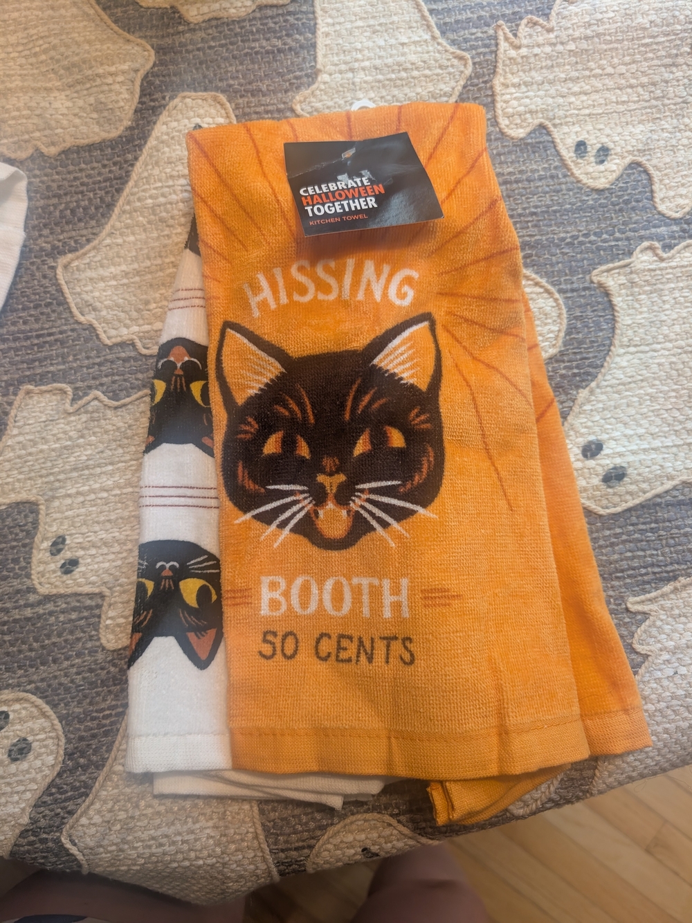 Kohl's Orange Halloween Cat Kitchen Towel - Hissing Booth